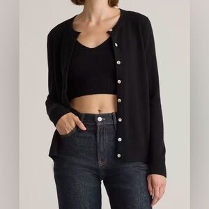 Madison Studio Sz L Black Cashmere Women’s Button-Front Cardigan